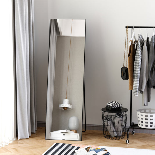 HOMCOM Full Length Dressing Mirror, Floor Standing or Wall Hanging, Aluminum Alloy Framed Full Mirror for Bedroom, Living Room, Black | Aosom Canada