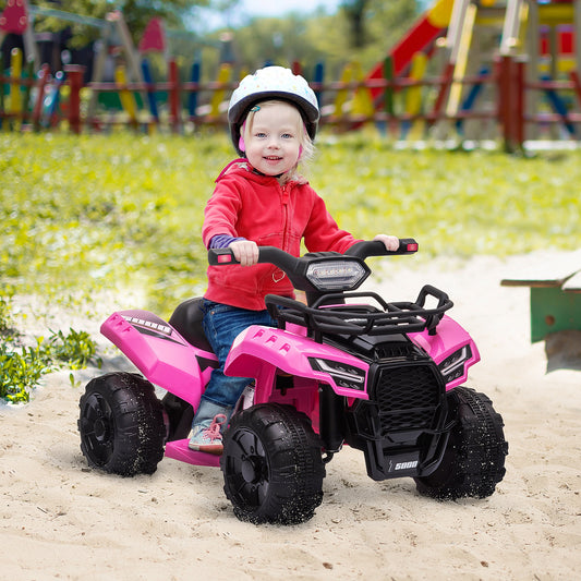 Aosom Kids Ride-on Four Wheeler ATV Car with Real Working Headlights, 6V Battery Powered Motorcycle for 18-36 Months, Pink | Aosom Canada