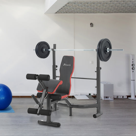 Soozier Weight Bench, Heavy Duty Multiple Function Workout Adjustable Bench with Preacher Curl, Leg Developer | Aosom Canada