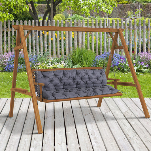 Outsunny 3 Seater Outdoor Seat Pads Bench Swing Chair Replacement Cushions Backrest for Patio Garden, Dark Grey | Aosom Canada