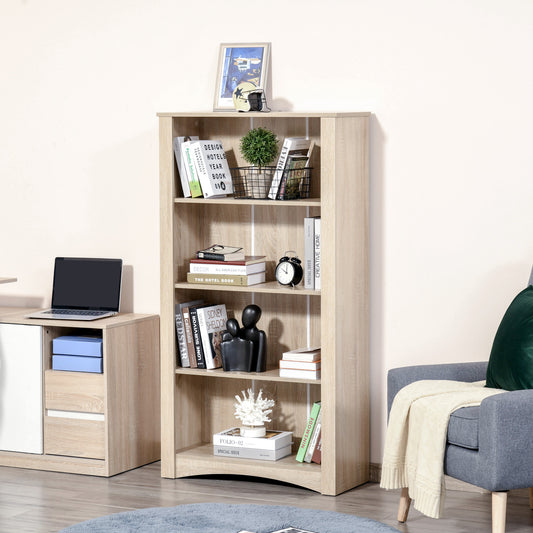 HOMCOM 4-Tier Bookcase, Modern Multi-Purpose Storage Cabinet, Freestanding Display Unit for Study, Living Room, Oak | Aosom Canada