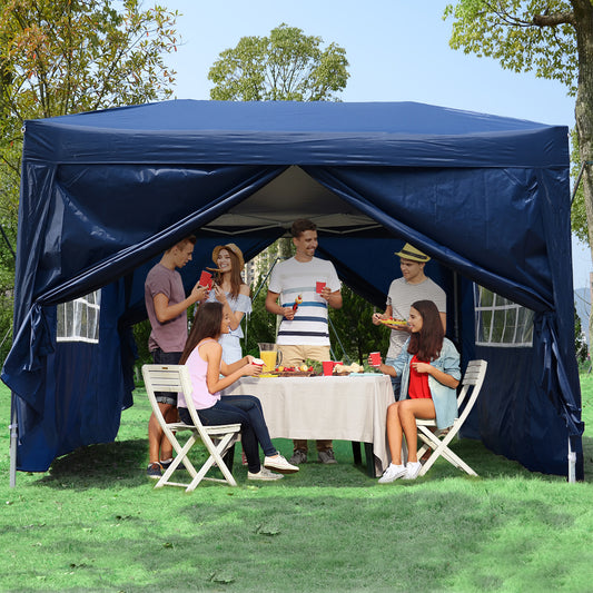 Outsunny 10'x10' Outdoor Pop Up Party Tent  Gazebo Canopy with Carrying Bag (Blue) | Aosom Canada