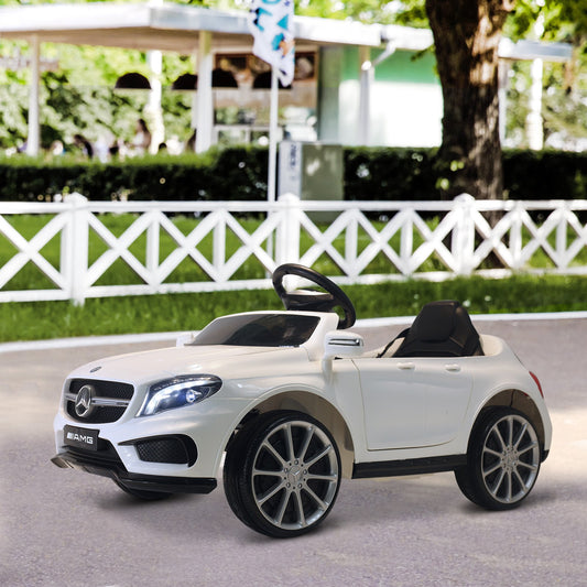 Qaba 6V Mercedes Kids Car Licensed Benz Ride On Car For 3 Years Old Kids With High/Low Speed Headlight Music White | Aosom Canada