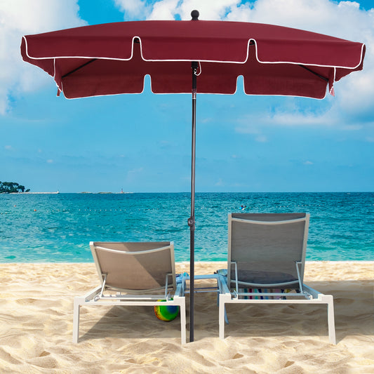 Outsunny 7x4ft Rectangle Patio Umbrella Aluminum Tilt Adjustable Garden Parasol UV Protection Sun Shade Outdoor Canopy Wine Red | Aosom Canada