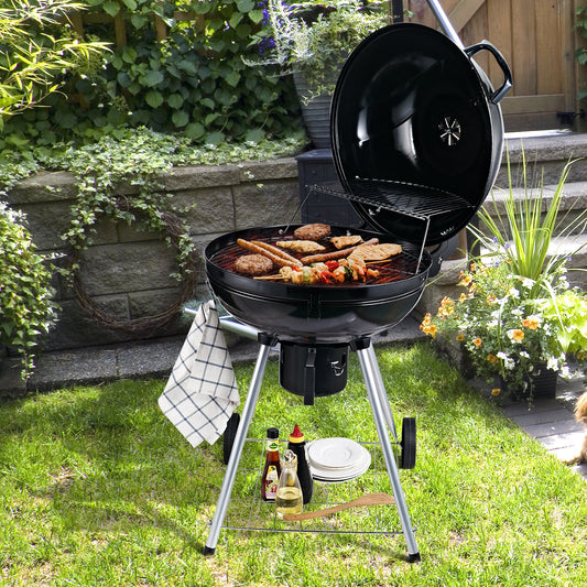 Outsunny Portable Kettle Charcoal Grill for Outdoor Grilling Heat Control BBQ Barbecue | Aosom Canada