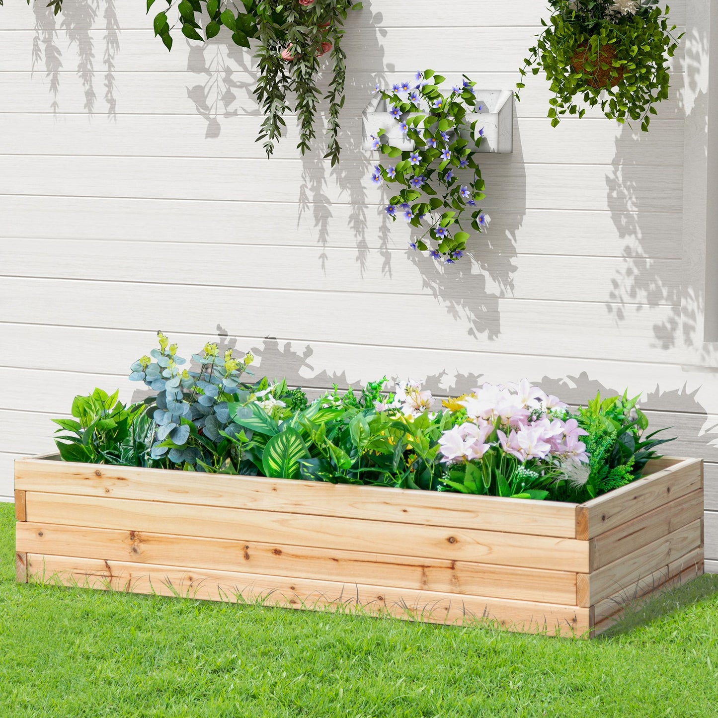 Outsunny 46" x 24" x 9" Raised Garden Bed, Outdoor Wooden Planter Box for Growing Vegetables, Flowers, Fruits, Herbs | Aosom Canada