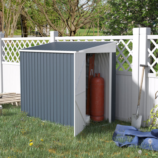 Outsunny 4' x 8' Steel Garden Storage Shed Lean to Shed Outdoor Metal Tool House with Lockable Door and 2 Air Vents | Aosom Canada