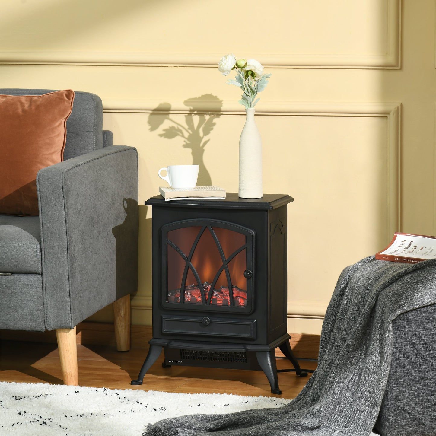 Electric Fireplace Stove Fireplace & Wood Stove Accessories Black 17.75"L x 11.25"W x 21.25"H Steel HOMCOM | Aosom Canada