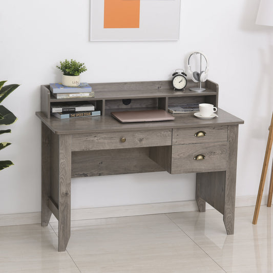 HOMCOM Computer Desk with Drawer, Storage Hutch, Home Office Writing Table Study Workstation, 47.25''x21.75''x36.25'', Grey | Aosom Canada