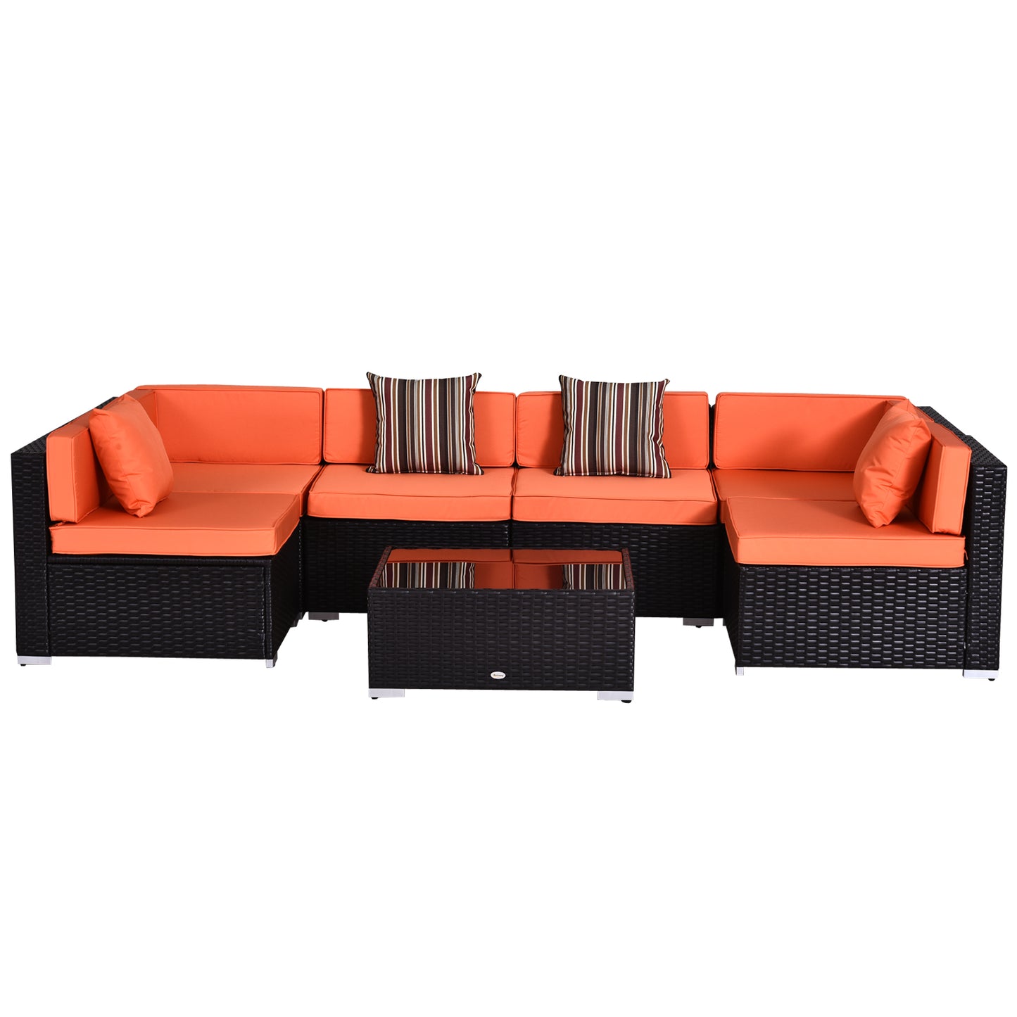Outsunny 7 Piece Garden Se All-Weather Patio Furniture Sectional Sofa Conversation Couch Rattan Wicker Garden Outdoor Furniture Orange | Aosom Canada