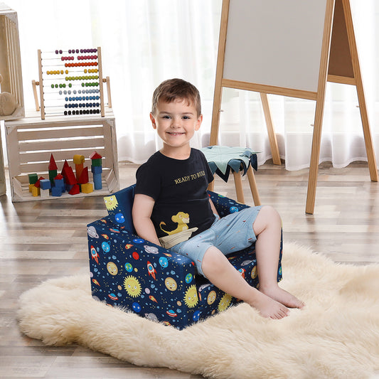 Qaba Children Kids Mini Sofa Armchair Dual-Use Comfortable Washable and Safe Foldable Suitable, Blue | Aosom Canada