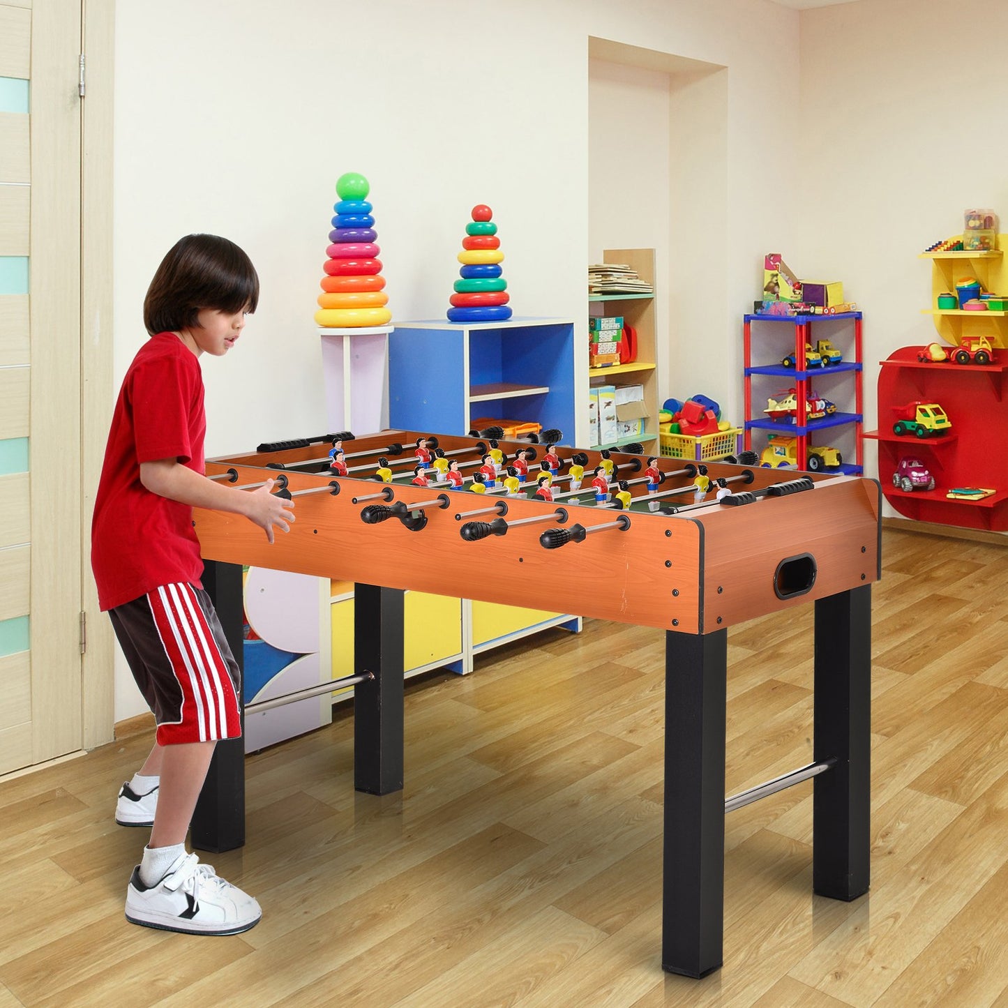 Soozier 48" Foosball Game Table Wood Soccer Arcade Game Room Bars w/ 2 Balls | Aosom Canada