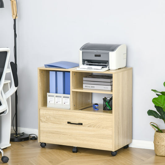 Vinsetto Mobile Lateral File Cabinet with Large Drawer for Letter and Legal Sized, Filing Folder Storage Organizer, Natural Wood Grain | Aosom Canada