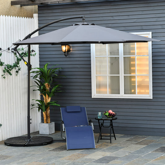 Outsunny 10ft Garden Parasol Sun Shade Patio Banana Hanging Rattan Set Umbrella Cantilever Grey | Aosom Canada