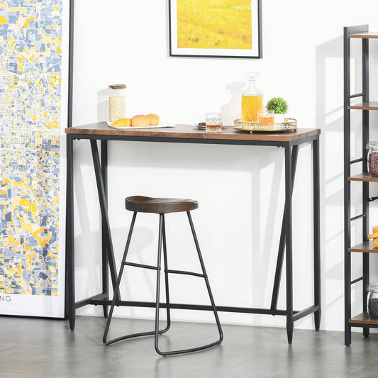 HOMCOM Rustic Industrial Bar Table Accent Pub Table with Metal Legs for Home Bar, Kitchen, Dining Room, Living Room, Walnut | Aosom Canada