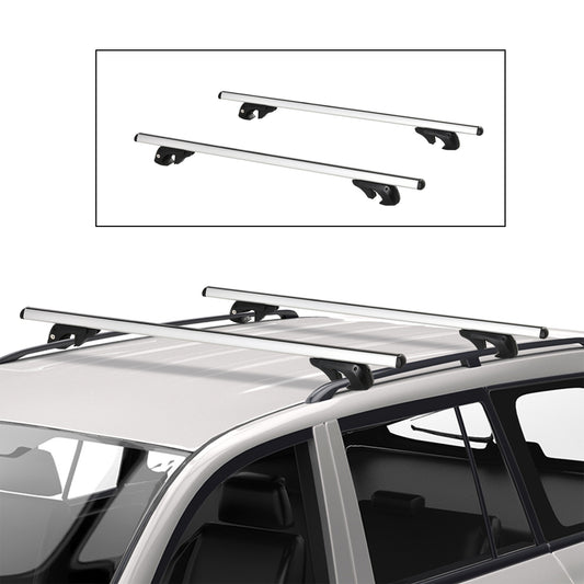 Outsunny Roof Top 2 PC Aluminum Cross Bars Lockable Adjustable Baggage Luggage Roof Rack, Silver (49") | Aosom Canada