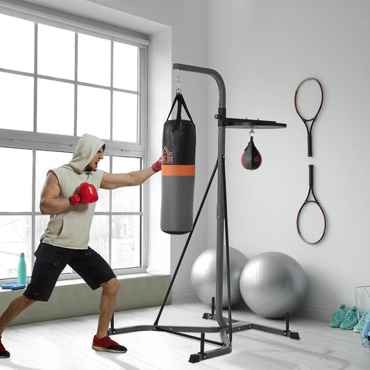 HOMCOM Punching Bag Holder Punching Bag Stand with Punching Ball 45.25"L x 64.25"W x 88.25"H Load 220lbs | Aosom Canada