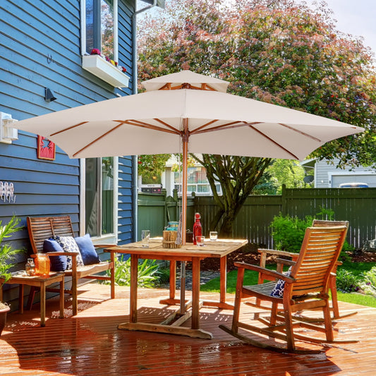 Outsunny 1x1ft w/ 2 Pulley Pagoda Style Pagoda Style Patio Garden Lawn w/ Pulley Khaki | Aosom Canada