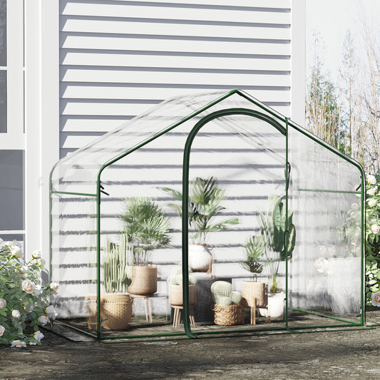 Outsunny 70.75"Lx39.25"Wx66.25"H Portable Garden Greenhouse Mini Flower Plant Growing Tent Outdoor Transparent PVC Tunnel Shed | Aosom Canada