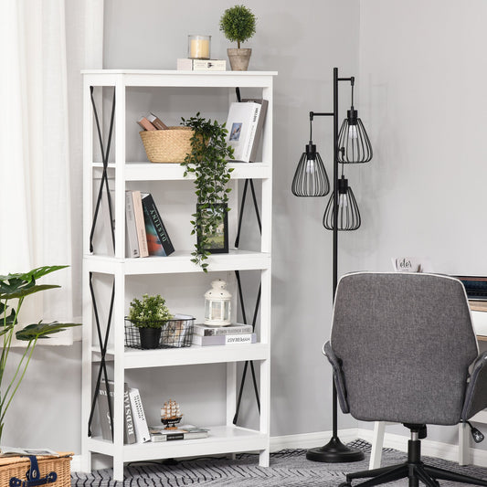 HOMCOM 4-Tier Bookcase Display Shelf Unit Storage Rack Organizer for Living Room, Office, White | Aosom Canada