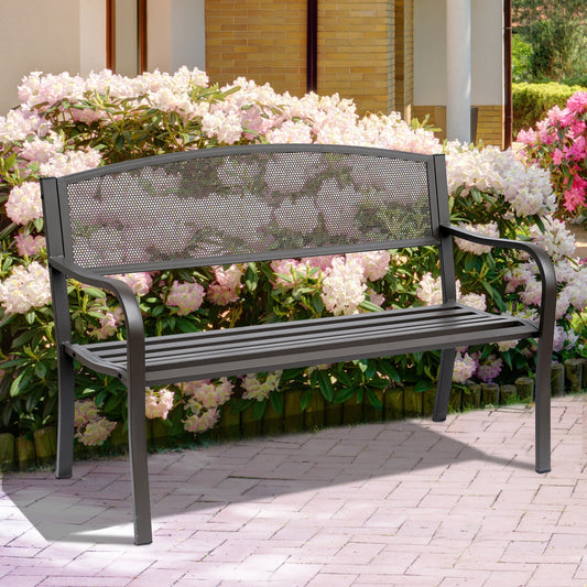 Outsunny 50" Outdoor Garden Bench Patio Porch Loveseat Brown | Aosom Canada