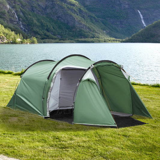 Outsunny Camping Dome Tent 2 Room 3-4 Person with Weatherproof Screen Room Vestibule Backpacking Tent Lightweight for Fishing Hiking | Aosom Canada