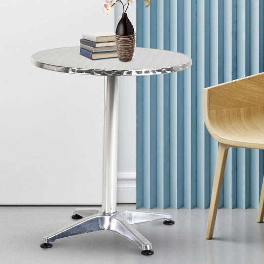 HOMCOM Round Bar Table Aluminum Home Pub Indoor Outdoor Adjustable Height Silver | Aosom Canada