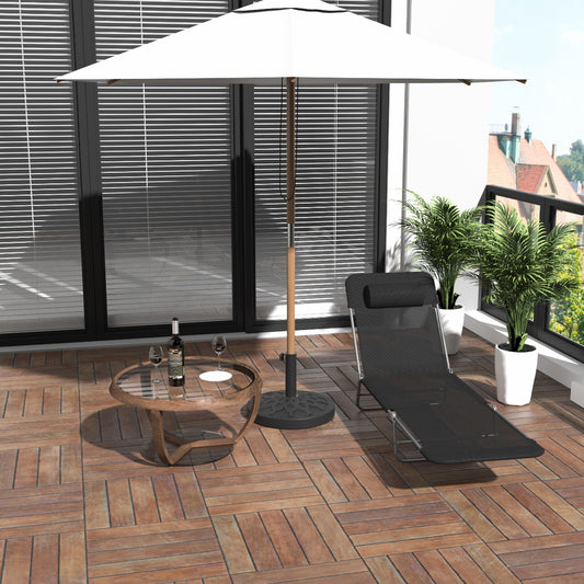 Outsunny Adjustable Reclining Beach Sun Lounge Chair - Black | Aosom Canada