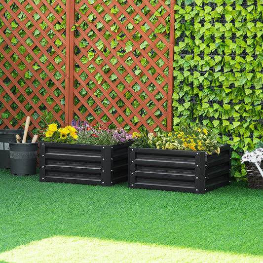 Outsunny 2' x 2' x 1' 2-Pieces Raised Garden Bed with Color Steel Frame for Vegetables, Flowers, Herbs, Grey | Aosom Canada