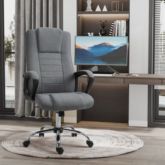 Vinsetto Office Chair High Back 360° Swivel Chair Adjustable Height Tilt Function Linen Deep Grey | Aosom Canada