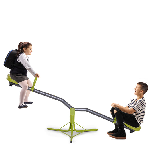 HOMCOM Kids Spinning Seesaw Swivel Teeter Totter Playground Equipment 360° Rotation Child Seesaw Rocker Swing Green & Grey | Aosom Canada