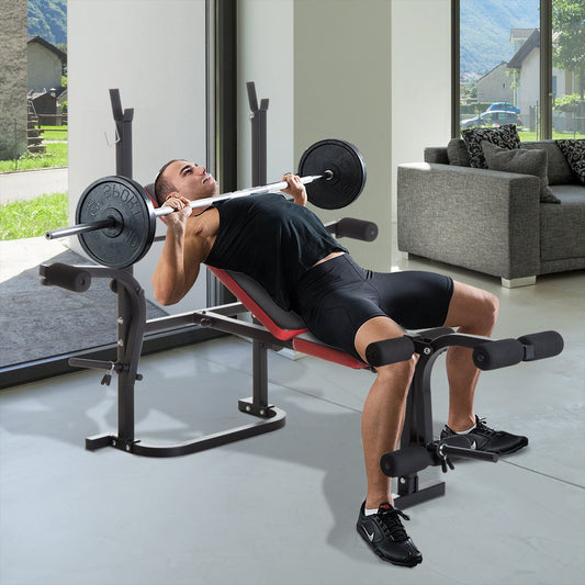 Soozier Adjustable Weight Bench with Leg Developer Barbell Rack for Weight Lifting and Strength Training Workout Station | Aosom Canada