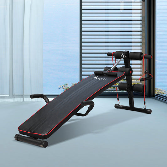 Soozier Sit Up Bench Core Workout Adjustable Thigh Support for Home Gym Black | Aosom Canada