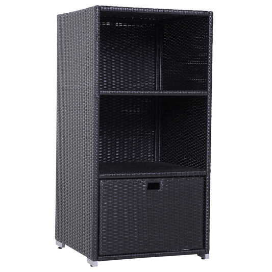 Outsunny Wicker Rattan Pool Towel Valet Organizer 2 Shelf 1 Drawer | Aosom Canada