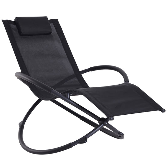 Outsunny Zero Gravity Patio Chaise Foldable w/ Pillow Black | Aosom Canada