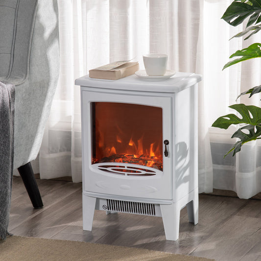 HOMCOM Electric Fireplace, Free standing Fireplace Heater with Realistic Flame Effect, Overheat Safety Protection, 750W/1500W, White | Aosom Canada