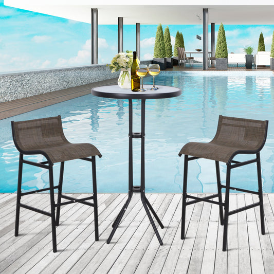 Outsunny 3pcs Outdoor Patio Pub Set Garden High Bistro Set 1 Table & 2 Bar Stool Dining Chat Set All Weather | Aosom Canada