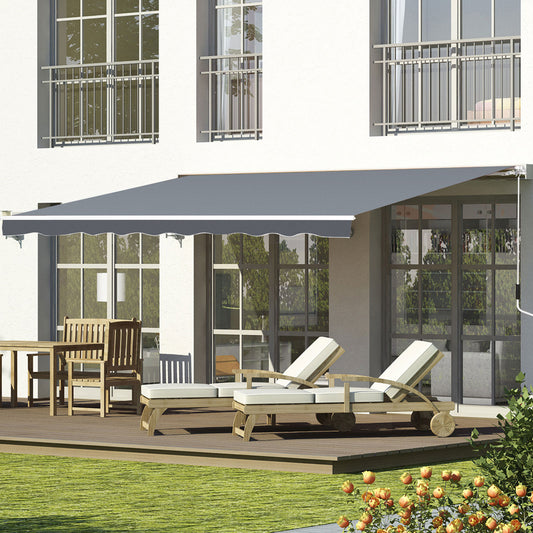 Outsunny 8'x7' Manual Retractable Water-resistant Sun Shade Patio Awning Outdoor Deck Canopy Shelter (Grey) | Aosom Canada