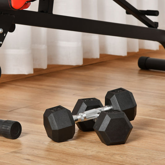 Soozier 24lbs Rubber Dumbbells Weight Set 12lbs/Single Dumbbell Hand Weight Barbell for Body Fitness Training, Black | Aosom Canada