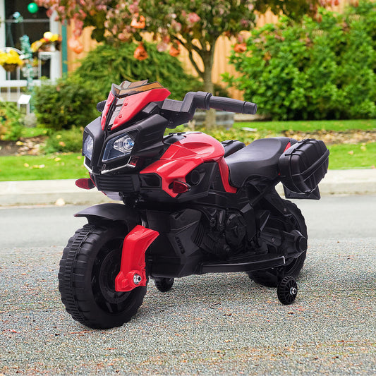 AOSOM Kids Electric Motorcycle Ride-On Toy 6V Horn Headlights Training Wheels Realistic Sounds for 18 - 48 months Red | Aosom Canada