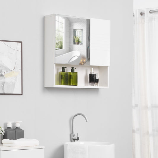 kleankin 21Inche x 6 Inch Medicine Cabinet, Bathroom Wall Cabinet, Storage Organizer with Mirror Door, Adjustable Shelf, White | Aosom Canada