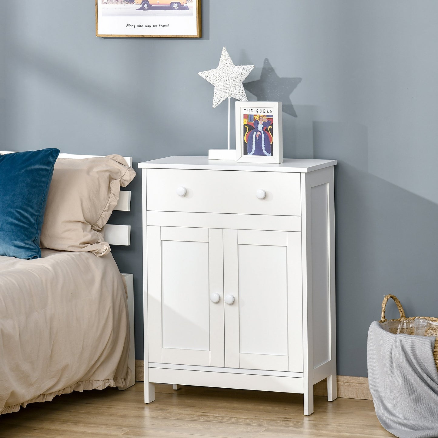 HOMCOM Modern Storage Cabinet Side Cupboard with Drawer and Adjustable Shelf for Living Room, Bedroom, Hallway, White | Aosom Canada