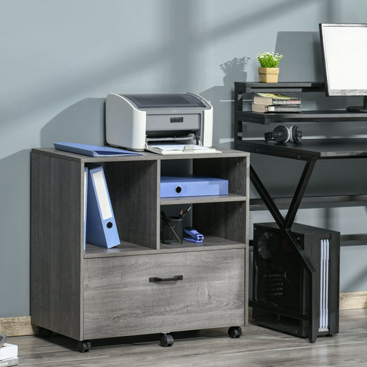 Vinsetto Mobile Lateral File Cabinet with Large Drawer for Letter and Legal Sized, Filing Folder Storage Organizer, Grey Wood Grain | Aosom Canada