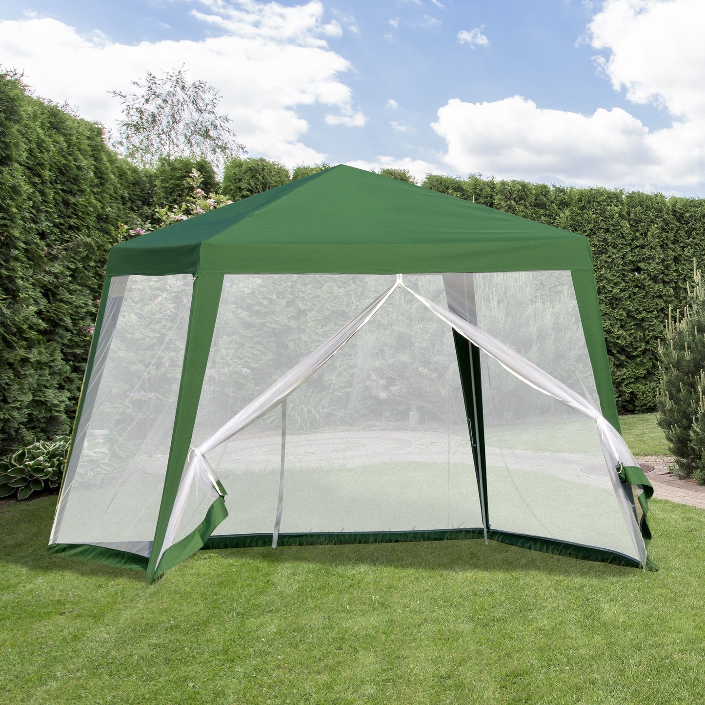 Outsunny 10x10ft Gazebo Tent w/ Netting Patio Canopy Outdoor Party Activity Sun Shade Garden Sun Shelter, Blue | Aosom Canada