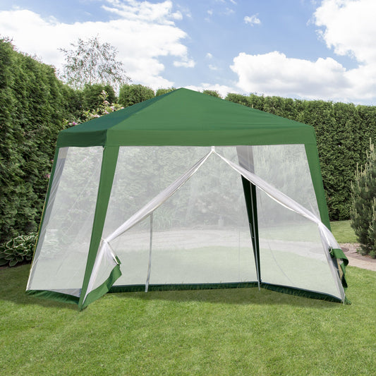 Outsunny 10x10ft Gazebo Tent w/ Netting Patio Canopy Outdoor Party Activity Sun Shade Garden Sun Shelter, Blue | Aosom Canada