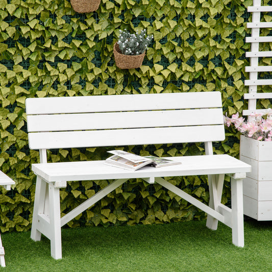 Outsunny Wooden Garden Bench for Outdoor, 2-person Patio Bench, Loveseat Furniture for Lawn, Deck, Yard, Porch and Entryway, White | Aosom Canada