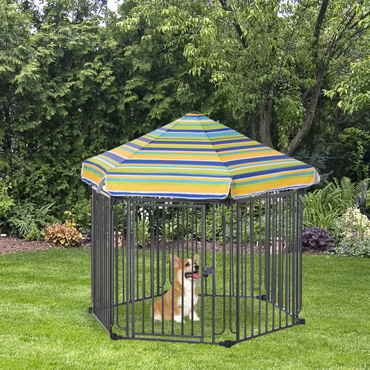 PawHut 48" x 41" Heavy-Duty Outdoor Pet Cage Kennel with Weather-Resistant Polyester Roof, Locking Door, & Metal Frame | Aosom Canada