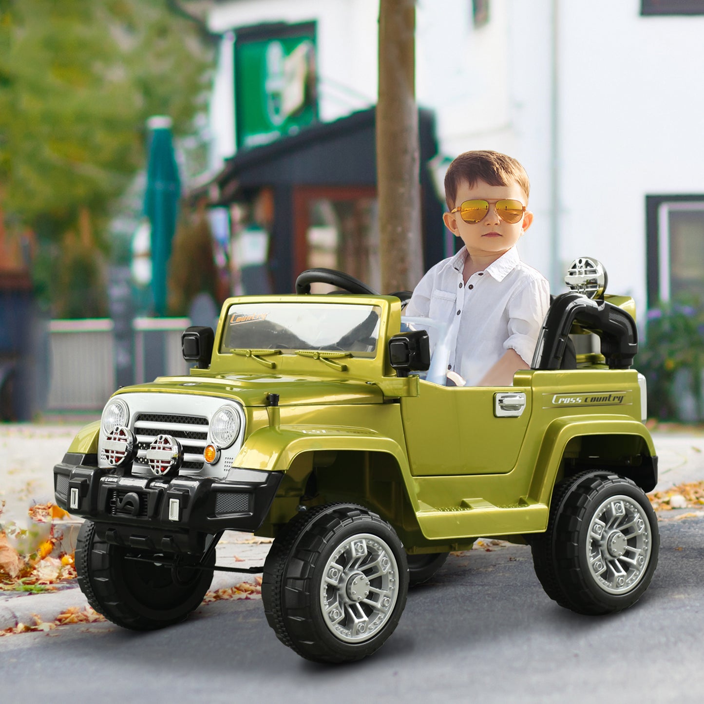 Aosom Children Electric Cars Battery Operated 12V Toy Truck W/ Remote Control 2 Speeds Lights Mp3 Lcd Indicator Green | Aosom Canada