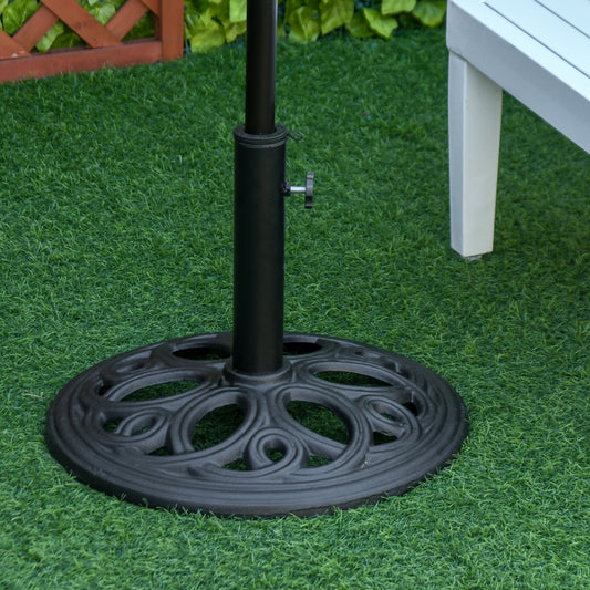 Outsunny Patio Umbrella Base Stand, Round Cast Iron Umbrella Holder, Suitable for Dia 38mm and 48mm Pole, Black | Aosom Canada