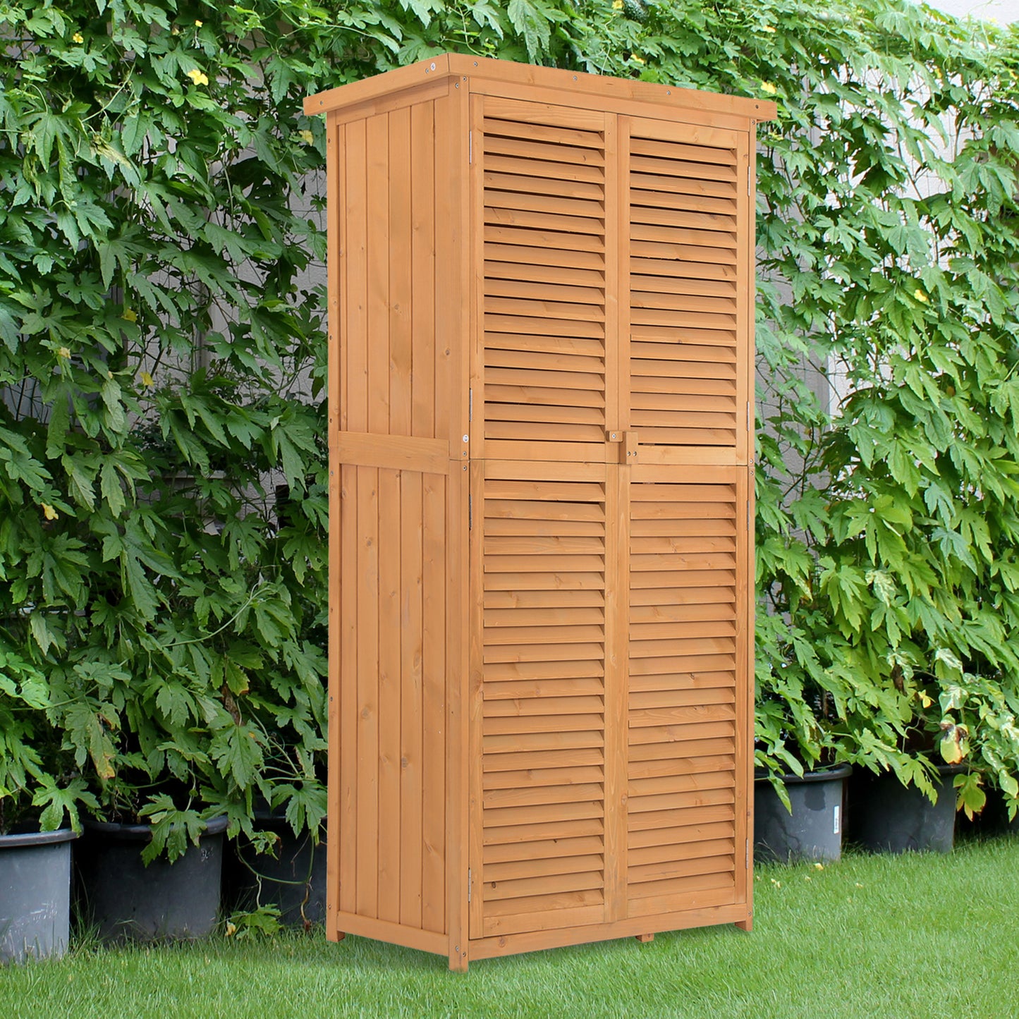 Outsunny 3' x 5' Wooden Garden Storage Shed, Sheds & Outdoor Storage with Asphalt Roof & 2 Large Wood Doors with Lock, Natural | Aosom Canada